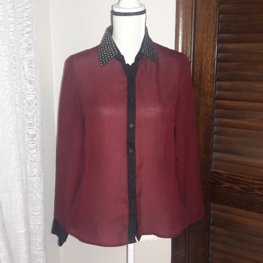 Metaphor Button Down Sheer Blouse